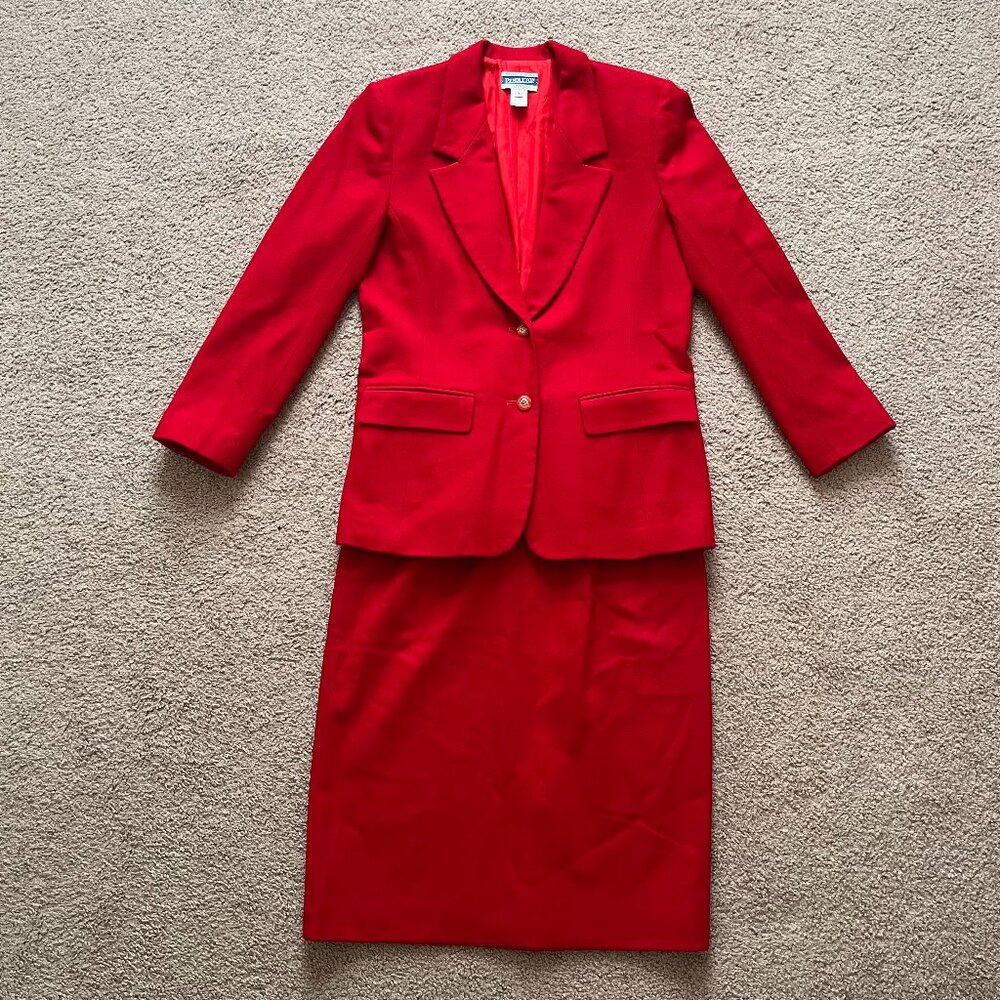 Pendleton Vintage Red 100% Wool Blazer & Skirt Suit Set Womens Size 8 Old Money